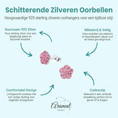 Elegante Zilveren Bloem Oorbellen - Aramat Jewels - Oorbellen - cadeautip