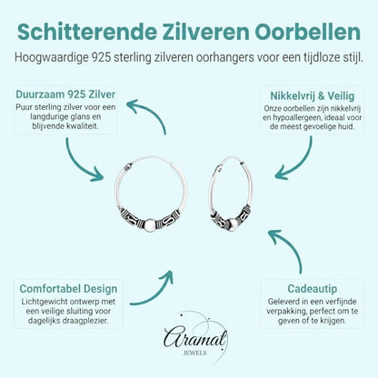 Etnische Bali Oorringen 18mm - Geoxideerd Zilver - Aramat Jewels - Oorringen - cadeautip