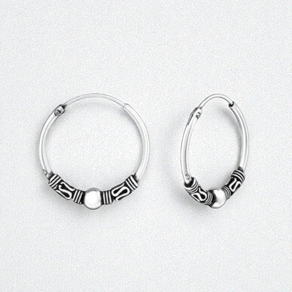 Etnische Bali Oorringen 18mm - Geoxideerd Zilver - Aramat Jewels - Oorringen - cadeautip