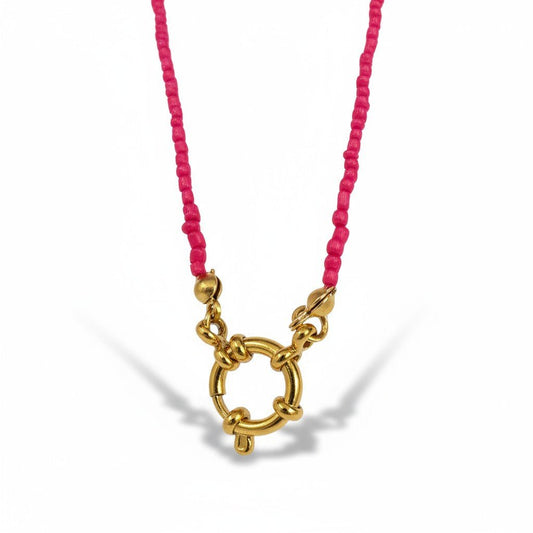 Fel Roze Rocailles Bedelketting - Aramat Jewels - Bedelketting - cadeautip