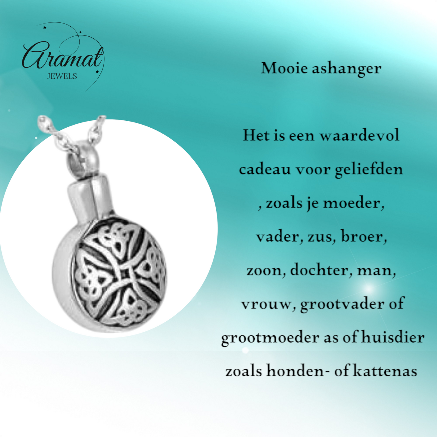 Celtic round ash pendant steel triquetra black