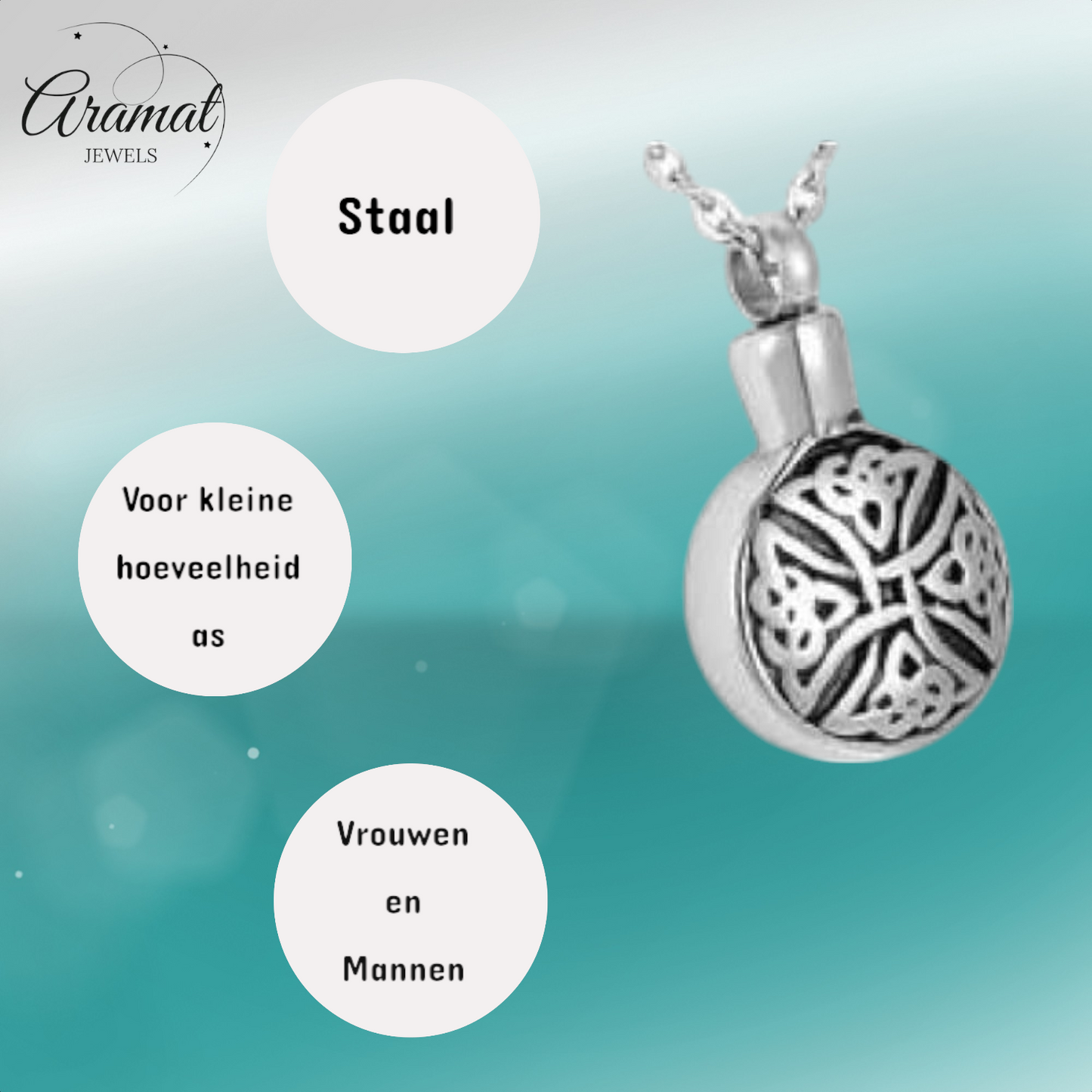 Celtic round ash pendant steel triquetra black