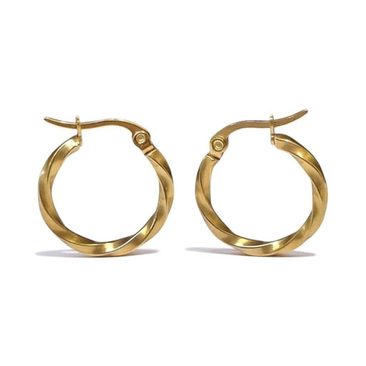 Gedraaide Goudkleurige Oorringen - Aramat Jewels - Oorringen - cadeautip
