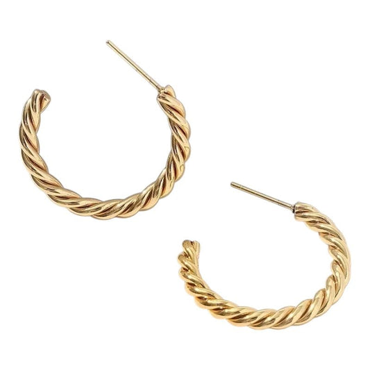 Gedraaide Halve Hoepel Oorringen Goudkleur - oor6387 - 22980 - Oorbellen kopen# - 30mm - alles - cadeau