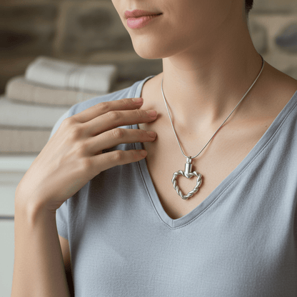 Gedraaide hart ashanger – open stalen gedenksieraad - Aramat Jewels - Gedenkhangers - cadeautip