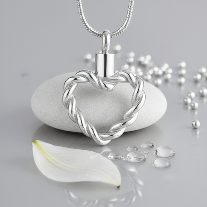 Gedraaide hart ashanger – open stalen gedenksieraad - Aramat Jewels - Gedenkhangers - cadeautip