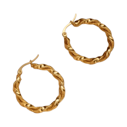 Gedraaide RVS oorringen goudkleurig 30mm - oor6368 - 528906 - Oorringen kopen# - 30mm - alles - cadeau