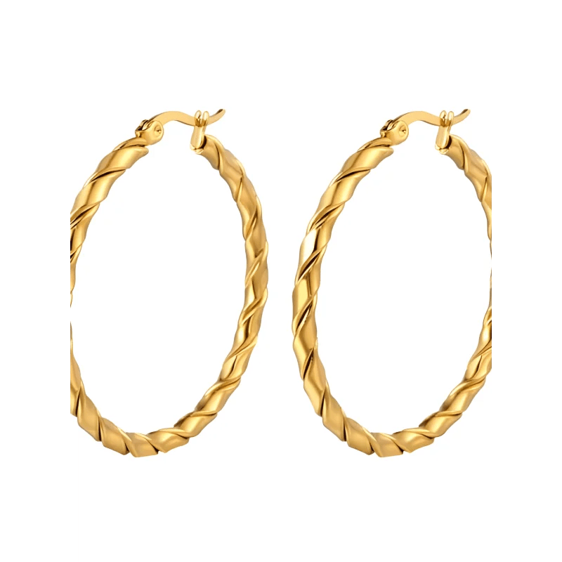 Goudkleurige gedraaide oorbellen.