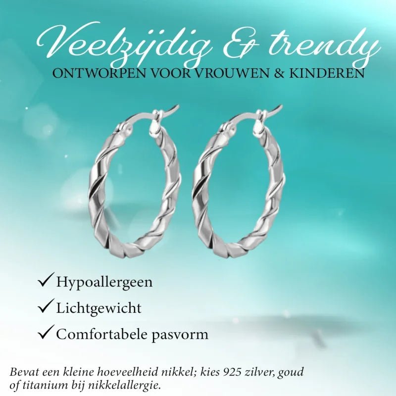 Gedraaide Stalen Creolen – 25mm of 45mm | Oorbellen