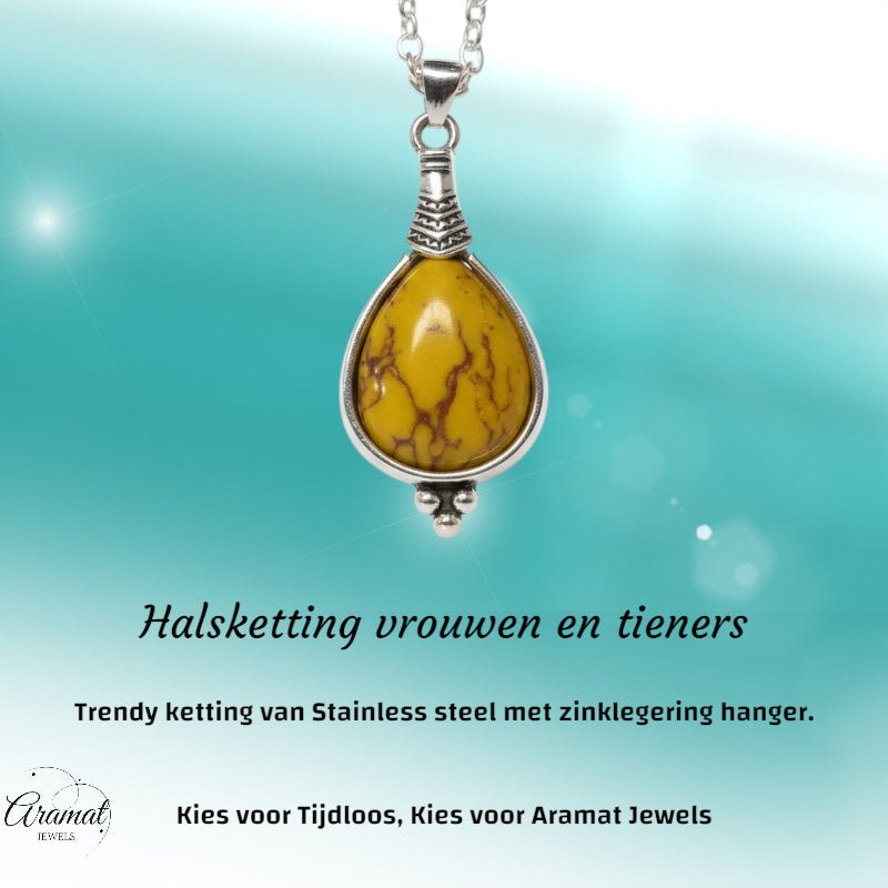 Gele Boho Ketting - Zinklegering - 33mm - Damesketting - Aramat Jewels - Halskettingen - cadeautip