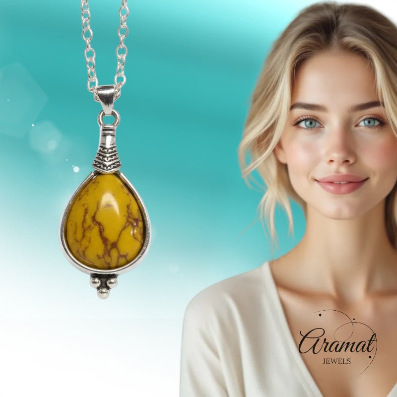 Gele Boho Ketting - Zinklegering - 33mm - Damesketting - Aramat Jewels - Halskettingen - cadeautip