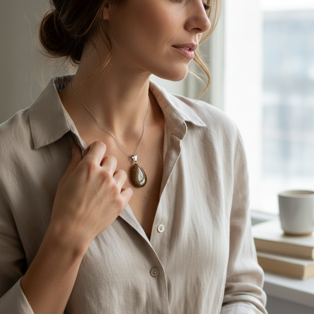 Yellow Jade Drop Pendant natural stone