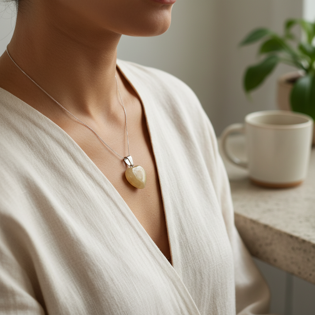 Yellow Jade Heart Pendant natural stone