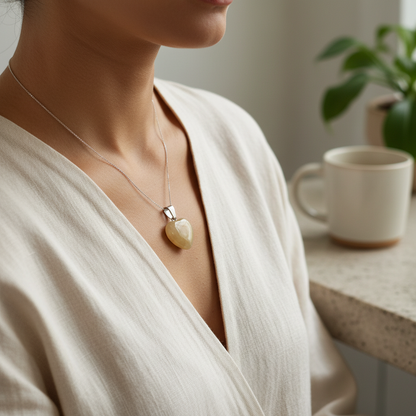 Yellow Jade Heart Pendant natural stone