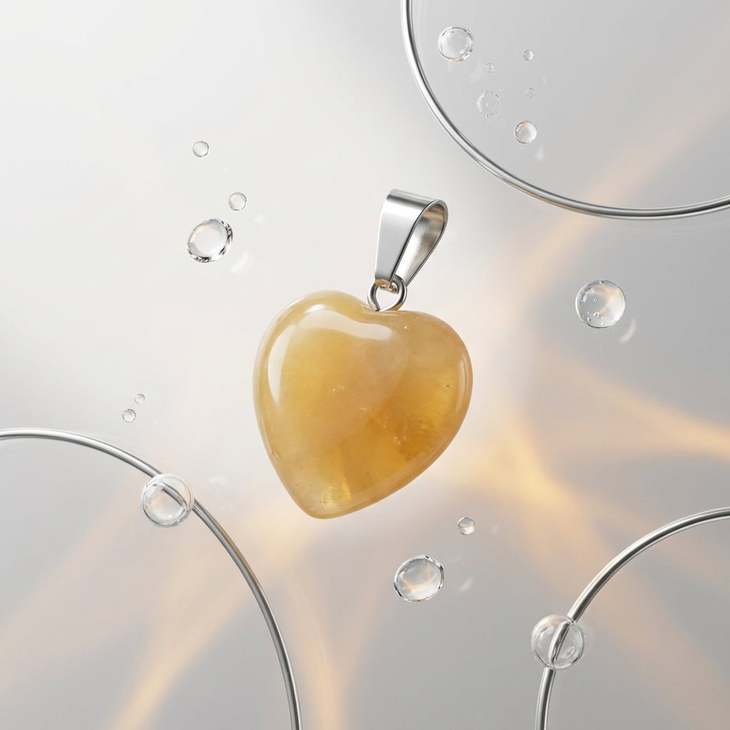 Yellow Jade Heart Pendant natural stone