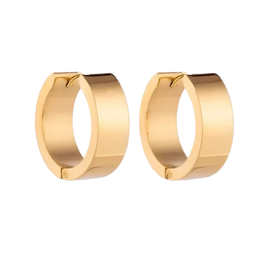 Earrings – Steel Smooth Gold Colored (20mm)