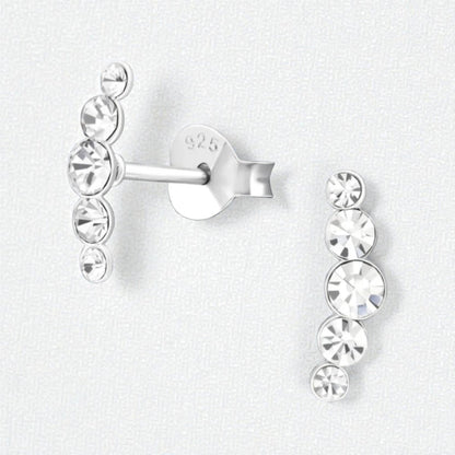 Glinsterende zilveren Oorbellen met 10x3mm Kristal - Aramat Jewels - Oorbellen - cadeautip