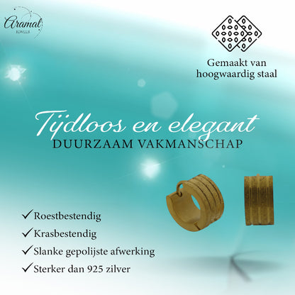 Huggies – Gold-tone stainless steel diamond-plated with sandblasted stripes 