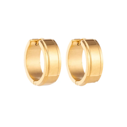 Hoop Earrings – Stainless Steel Gold Color with Raised Edge (13mm or 20mm) 