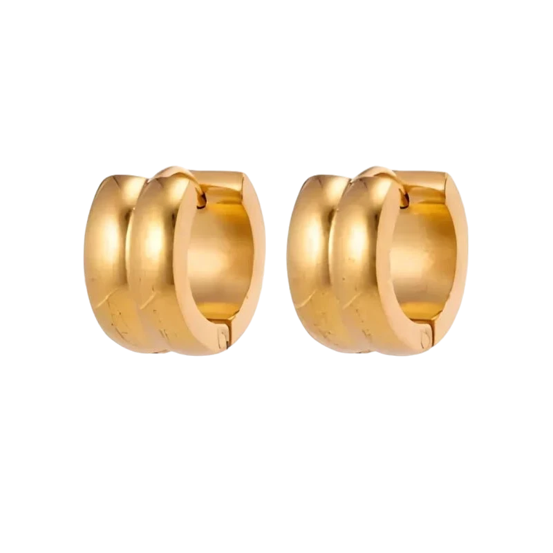 Hoop Earrings - Steel Single Stripe Gold-Colored (13mm) 