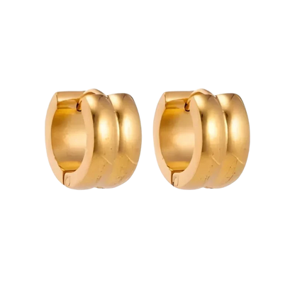 Hoop Earrings - Steel Single Stripe Gold-Colored (13mm) 