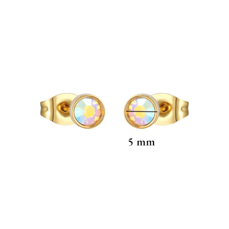 Goudkleurige AB kristal oorbellen – 5 mm - oor2752 - XE71662 - Oorbellen kopen# - 5mm - AB - AB Transparant