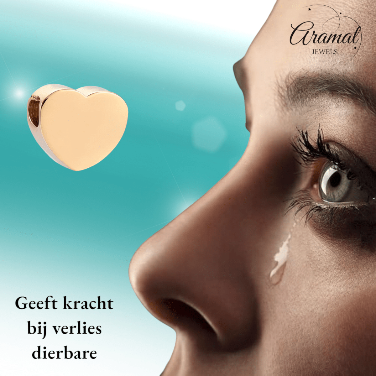 Goudkleurige asbedel hart – staal – 13mm - Aramat Jewels - Asbedels - cadeautip