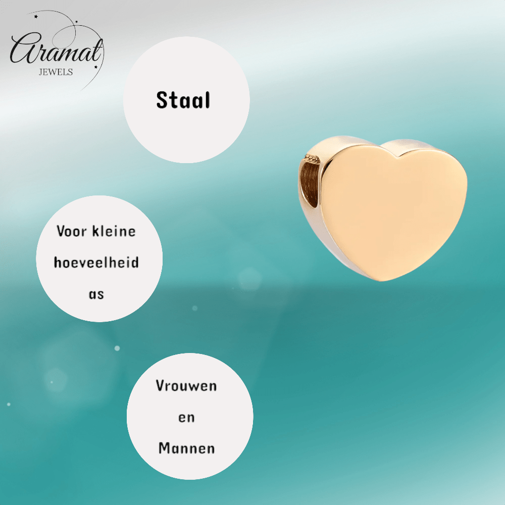 Goudkleurige asbedel hart – staal – 13mm - Aramat Jewels - Asbedels - cadeautip