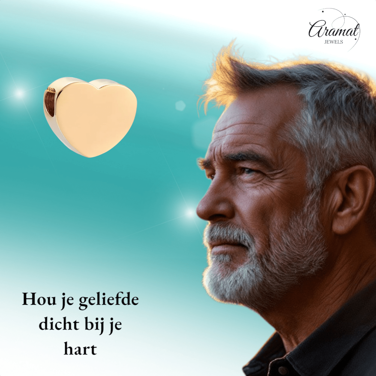 Goudkleurige asbedel hart – staal – 13mm - Aramat Jewels - Asbedels - cadeautip