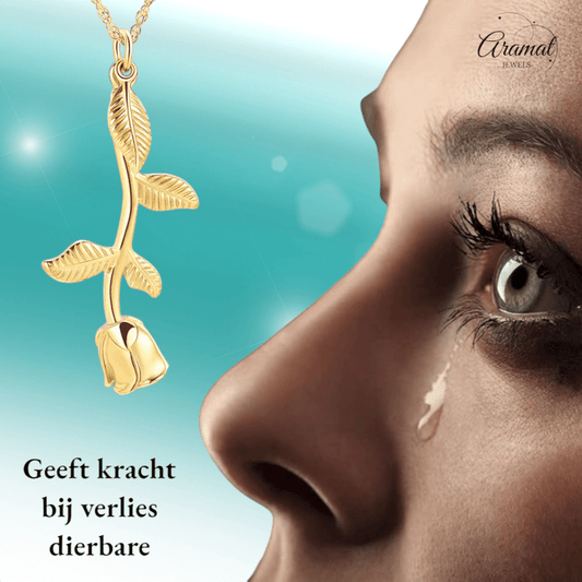 Goudkleurige Ashanger Roos - RVS - hang1468 - IJD10034 - Gedenkhangers kopen# - 45mm - alles - ashangers