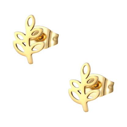 Goudkleurige blad oorbellen 10×7 mm - oor4150 - Oorbellen kopen# - 10mm - alles - blad