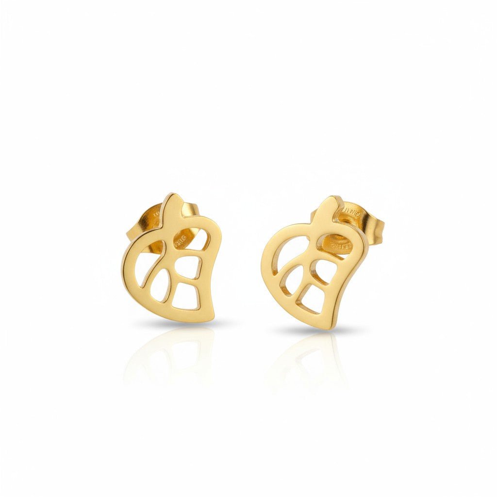 Goudkleurige blad oorbellen 10×8 mm - Aramat Jewels - Oorbellen - cadeautip