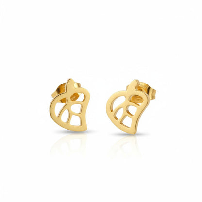 Goudkleurige blad oorbellen 10×8 mm - Aramat Jewels - Oorbellen - cadeautip