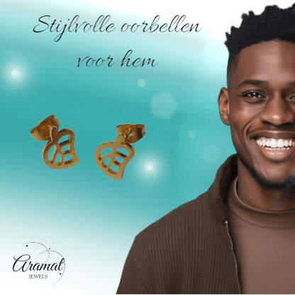 Goudkleurige blad oorbellen 10×8 mm - oor2756 - XE70456 - Oorbellen kopen# - 10mm - alles - blad