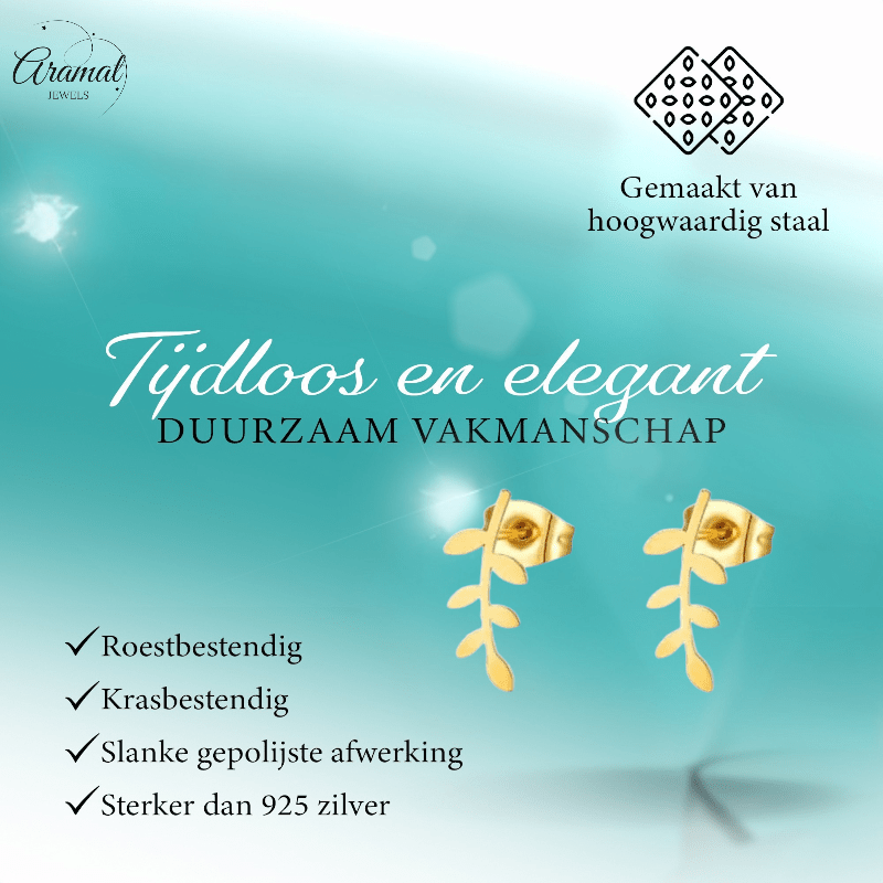 Goudkleurige blad oorbellen 12 mm - RVS - oor578 - Oorbellen kopen# - 12mm - alles - blad