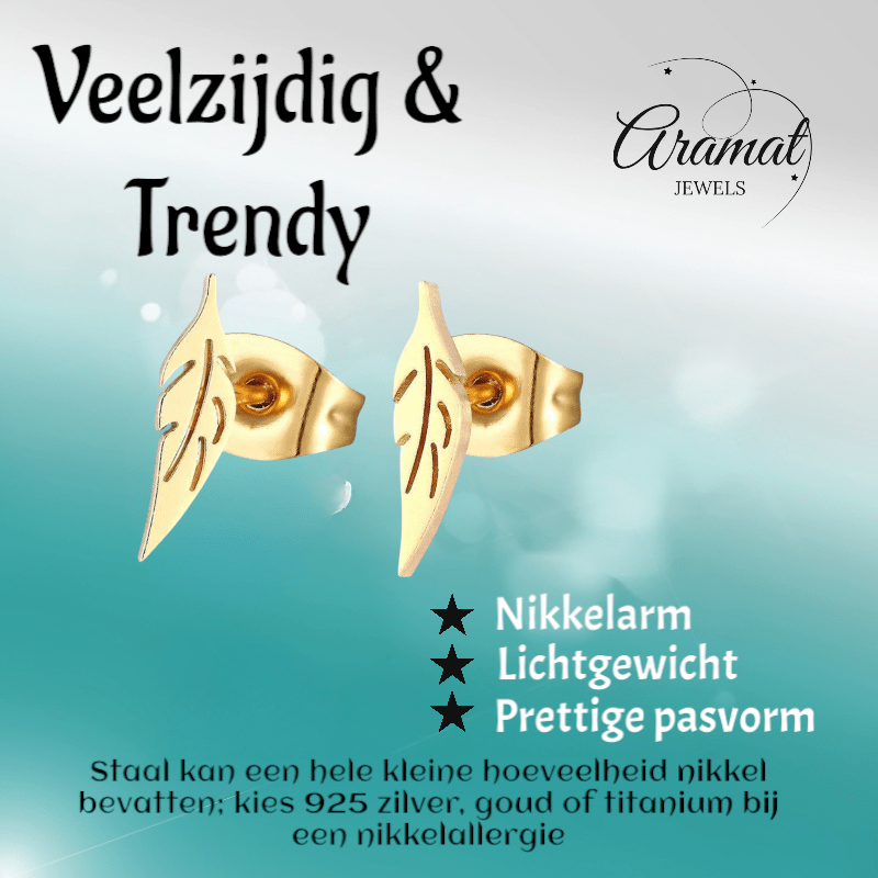 Goudkleurige blad oorstuds 10×2 mm - oor347 - Oorbellen kopen# - 10mm - alles - blad