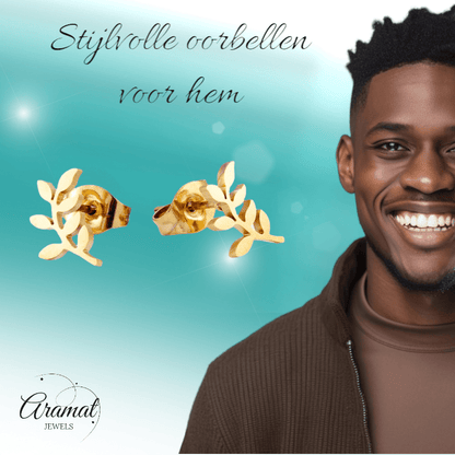 Goudkleurige blad oorstuds 10×5 mm - oor3464 - Oorbellen kopen# - 10mm - alles - blad