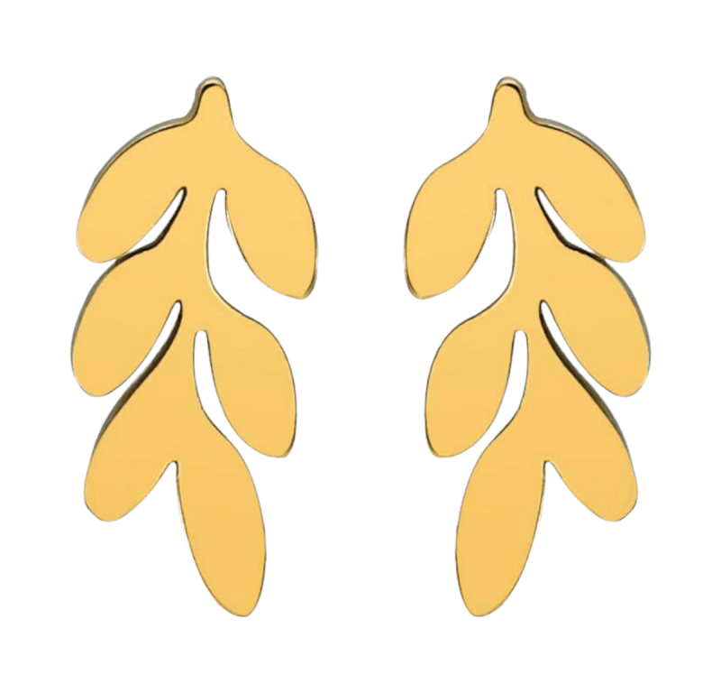 Goudkleurige blad oorstuds 12×7 mm - oor4419 - Oorbellen kopen# - 12mm - alles - blad