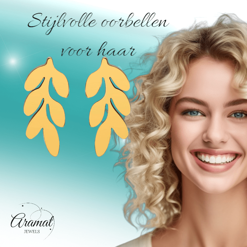 Goudkleurige blad oorstuds 12×7 mm - oor4419 - Oorbellen kopen# - 12mm - alles - blad