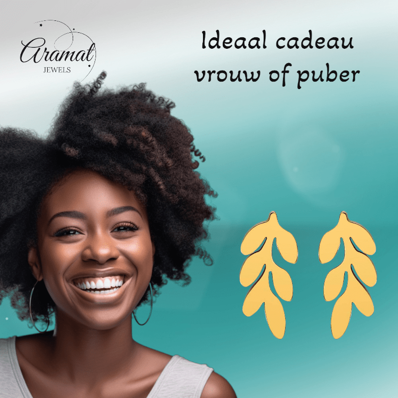 Goudkleurige blad oorstuds 12×7 mm - oor4419 - Oorbellen kopen# - 12mm - alles - blad