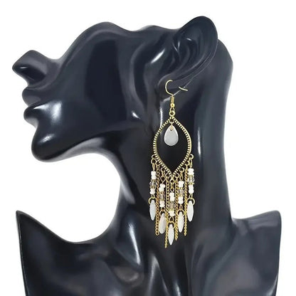 Goudkleurige Boho Oorhangers - Druppelvormig - RVS Haakje - oor6112 - Oorhangers kopen# - alles - bali - boho