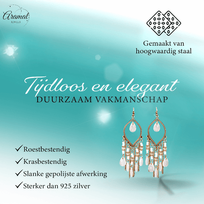 Goudkleurige Boho Oorhangers - Druppelvormig - RVS Haakje - oor6112 - Oorhangers kopen# - alles - bali - boho