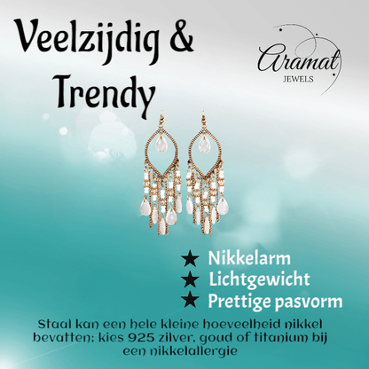 Goudkleurige Boho Oorhangers - Druppelvormig - RVS Haakje - oor6112 - Oorhangers kopen# - alles - bali - boho