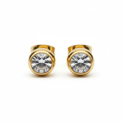Goudkleurige Bolletjes Oorbellen met Zirkonia - Aramat Jewels - Oorbellen - cadeautip