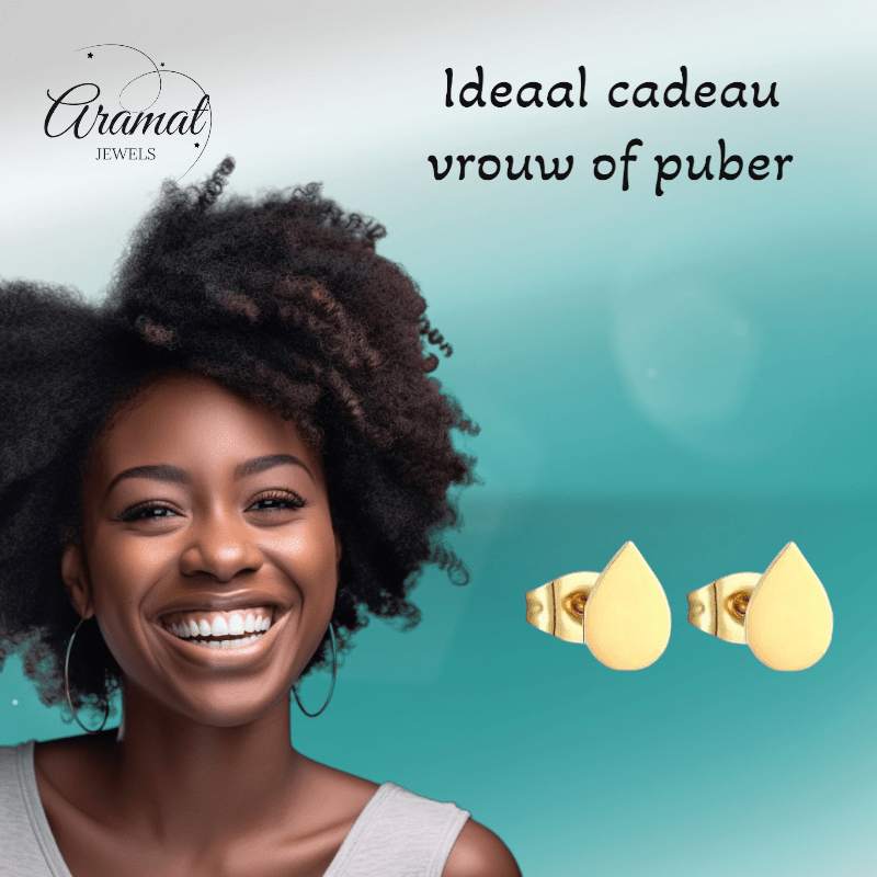 Goudkleurige druppel oorbellen – 9x6 mm - oor1100 - xe55287 - Oorbellen kopen# - 9mm - alles - cadeau