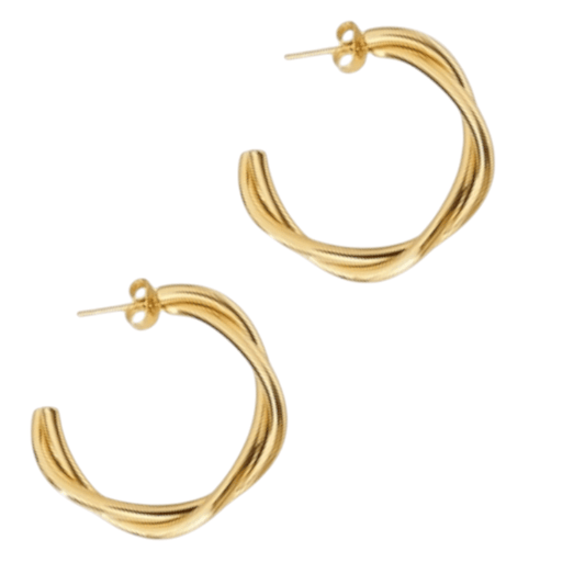 Goudkleurige Gedraaide Halve Oorringen 30x4mm RVS - Aramat Jewels - RVS Sieraden - Oorbellen - cadeautip