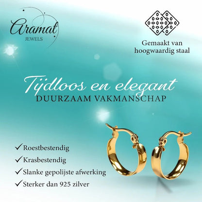 Goudkleurige Hoops RVS – Gladde Oorbellen (16 mm Diameter) - Aramat Jewels - Oorringen - cadeautip