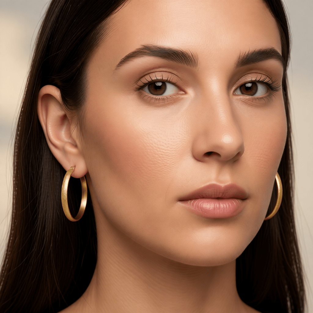 Goudkleurige Matte RVS Oorringen Sandblasted - 30 mm - Aramat Jewels - Oorringen - cadeautip