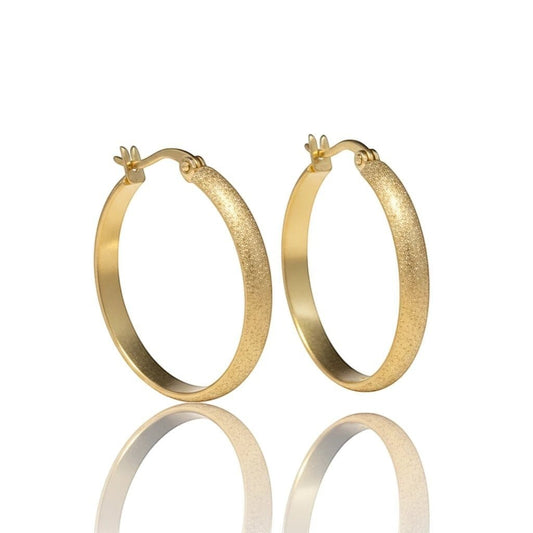 Goudkleurige Matte RVS Oorringen Sandblasted - 30 mm - Aramat Jewels - Oorringen - cadeautip