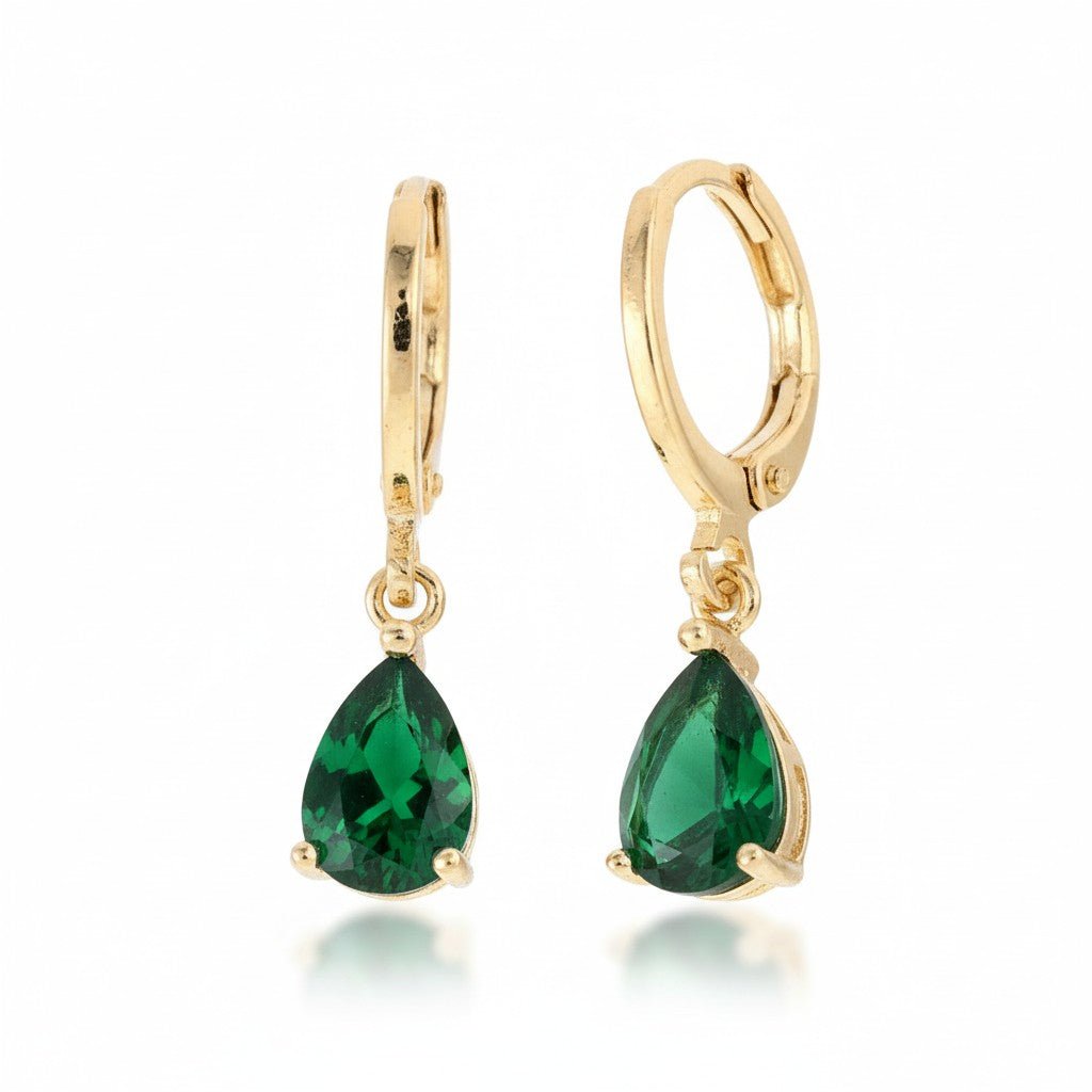 Goudkleurige Mini Oorringetjes Meisje – Groene Zirkonia – 10mm - Aramat Jewels - Oorringen - cadeautip